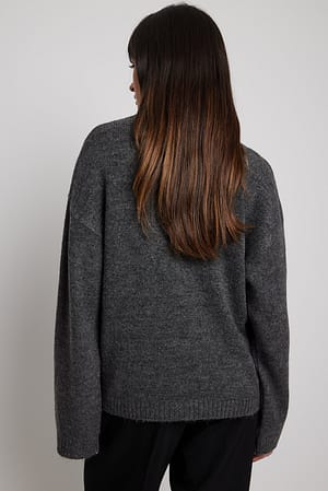 Knitted High Neck Sweater Grey | NA-KD
