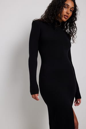 Knitted Midi Dress Black | NA-KD