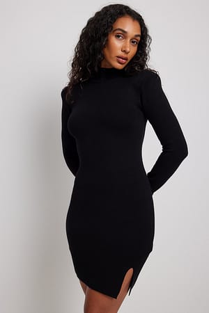Black Knitted Mini Dress