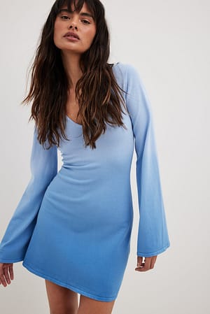 Blue Ombre Knitted Ombre Mini Dress
