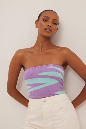 Lilac Knitted Pattern Tube Top