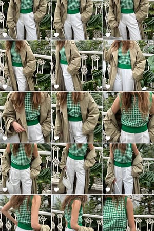 Green Knitted Pattern Vest