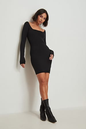 Knitted Rib Mini Dress Outfit