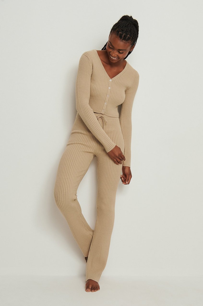 Loungewear Pullover | Gerippter Strick-Cardigan - SS62405