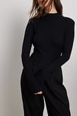 Black Knitted Shoulder Pads Sweater