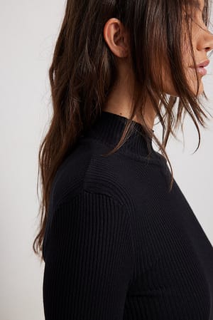 Black Knitted Shoulder Pads Sweater