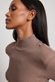 Taupe Knitted Shoulder Pads Sweater