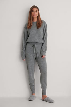 Grey Melange NA-KD Knitted Trousers