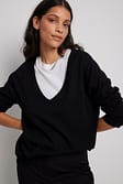 Black Knitted V-neckdrop Sweater