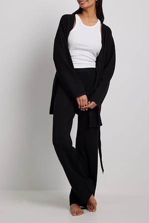 Black Knitted Wide Trousers
