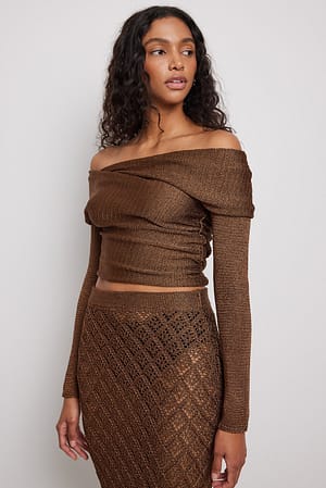Brown NA-KD Trend Knitted Wrap Detailed Sweater