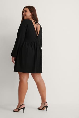 Black Recycled Knot Back Detail Dress