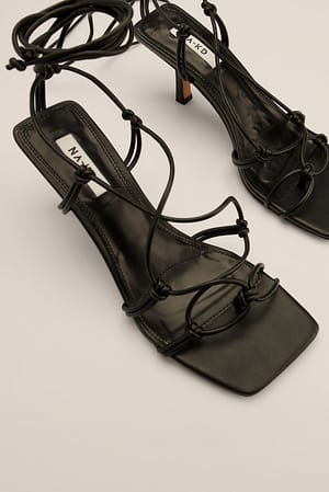 Knotted Ankle Strap Stilettos Black | NA-KD