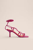 Pink Knotted Ankle Strap Stilettos