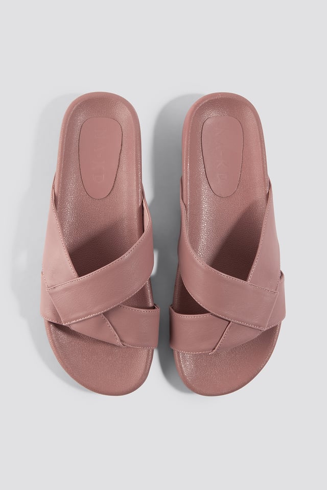 Knotted PU Slippers Dusty Pink