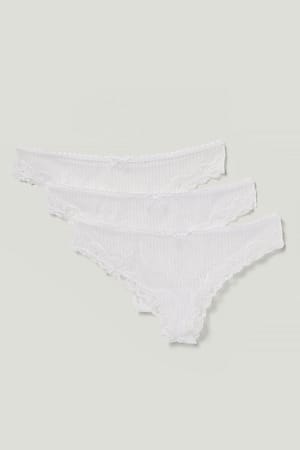 White 3-pack Lace Basic Thong