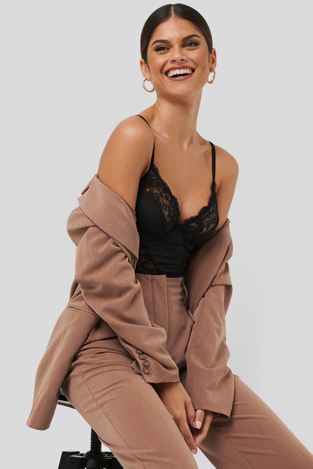 Lace Detail Bodysuit Black