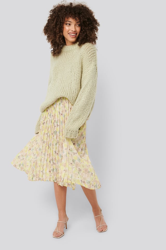 Layered Pleated Skirt Floral Print