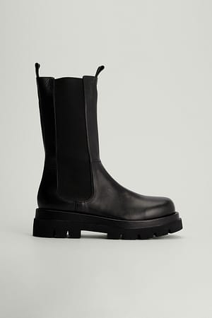Leather Calf Boots Black | NA-KD