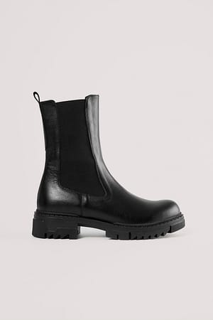 Black NA-KD Shoes Leather Profile Chelsea Boots