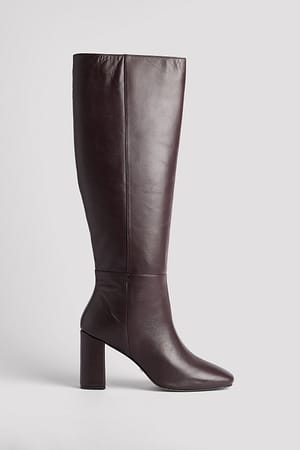 Brown NA-KD Shoes Leather Knee High Boots