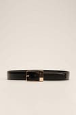 Black Leather Squared Buckle Belt
