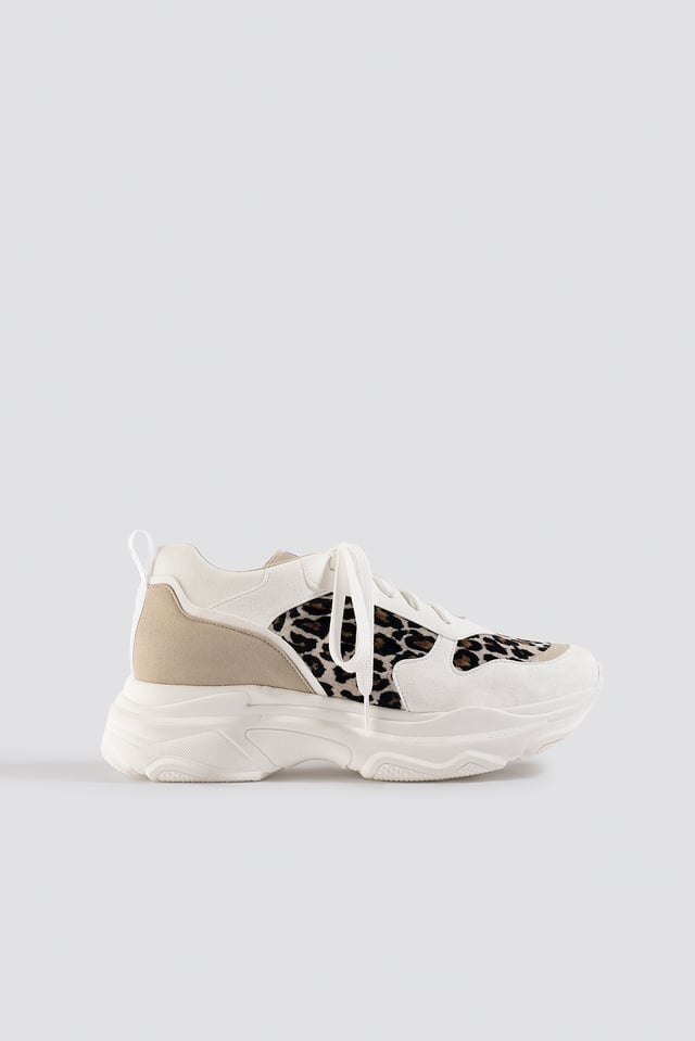 Leopard Chunky Trainers White/Leopard