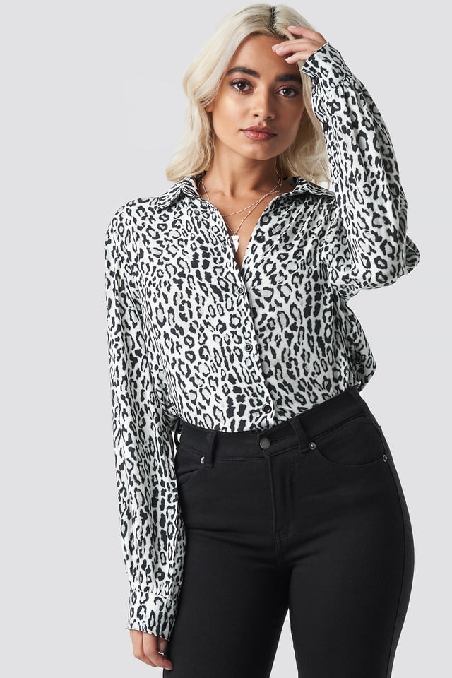 Leopard Print Oversized Shirt Black/Leopard
