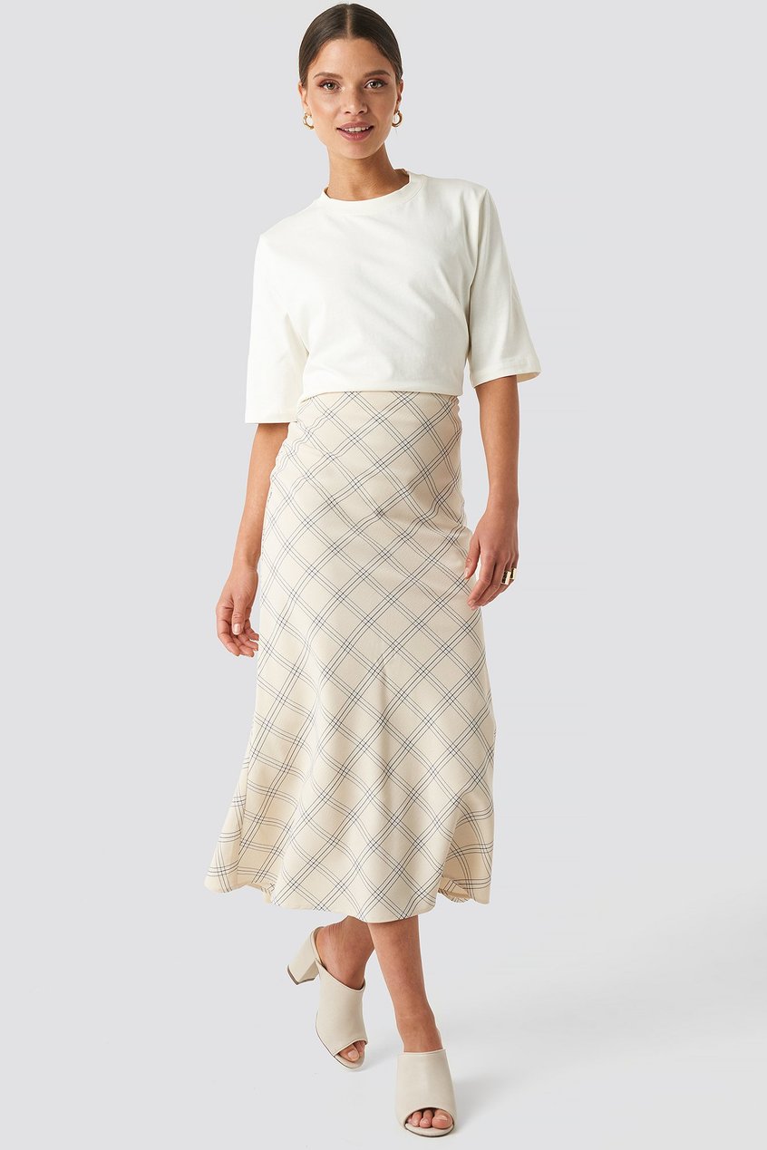 Jupes Skirts | Light Checkered Midi Skirt - KE39486