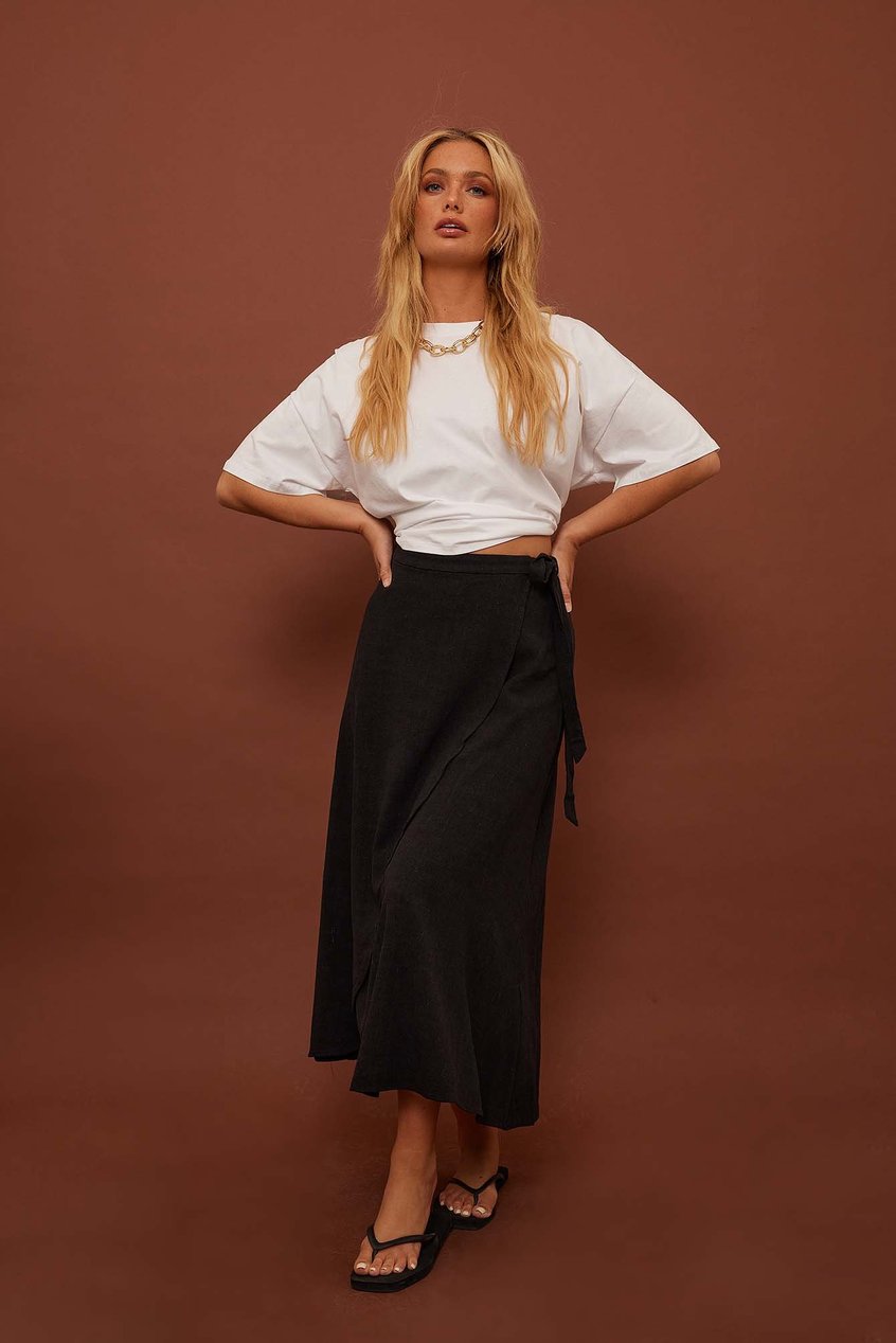 Faldas Summer Skirts | Falda midi envolvente de mezcla de lino - EQ27727