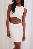 White Linen Blend Mini Skirt