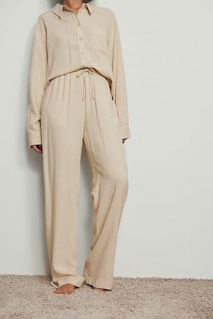 Linen Loungewear Pants Beige | NA-KD
