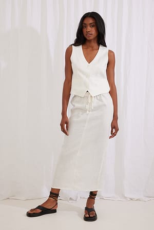 White Linen Midi Skirt