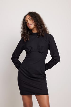 Black Mini-jurk met open rug