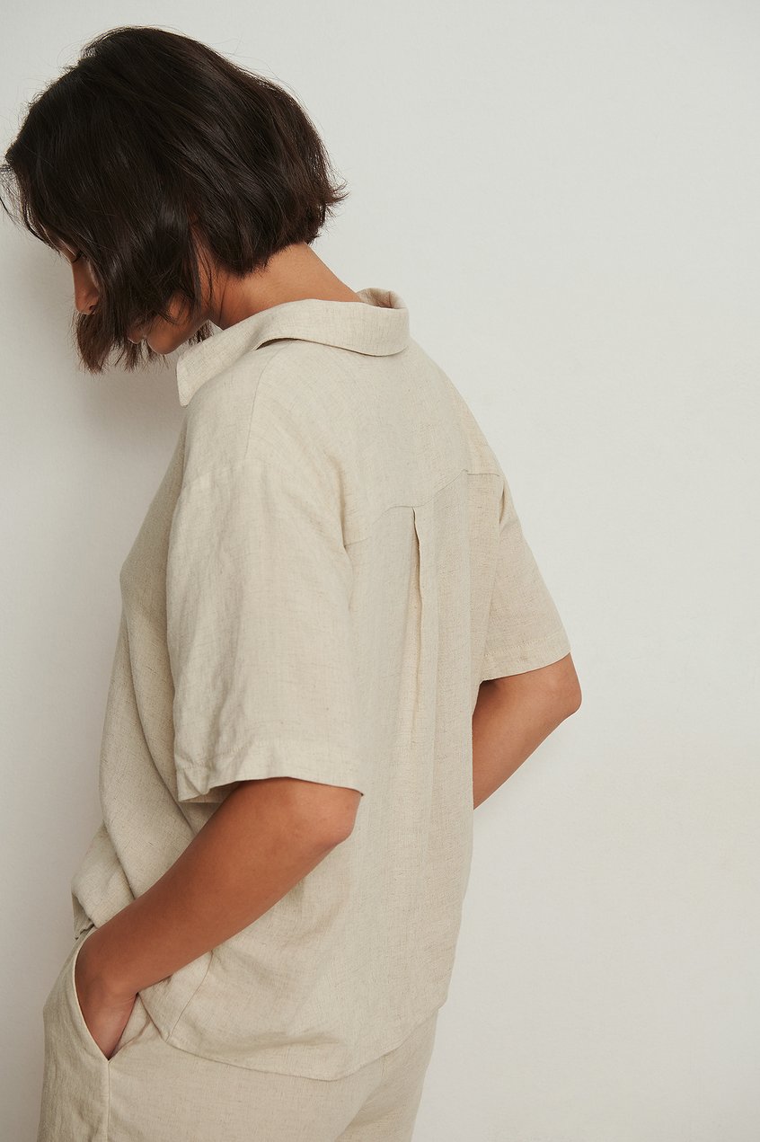 Lencería Pyjamas | Camisa loungewear de lino de manga corta - BE19853