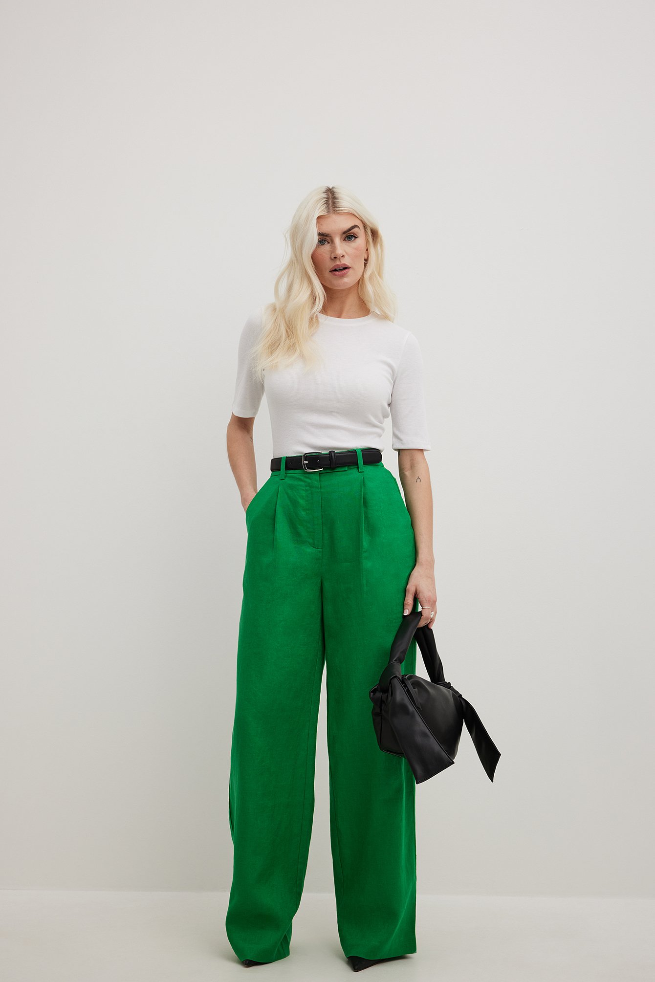 Green Tailored Wide Leg Trousers  New Look
