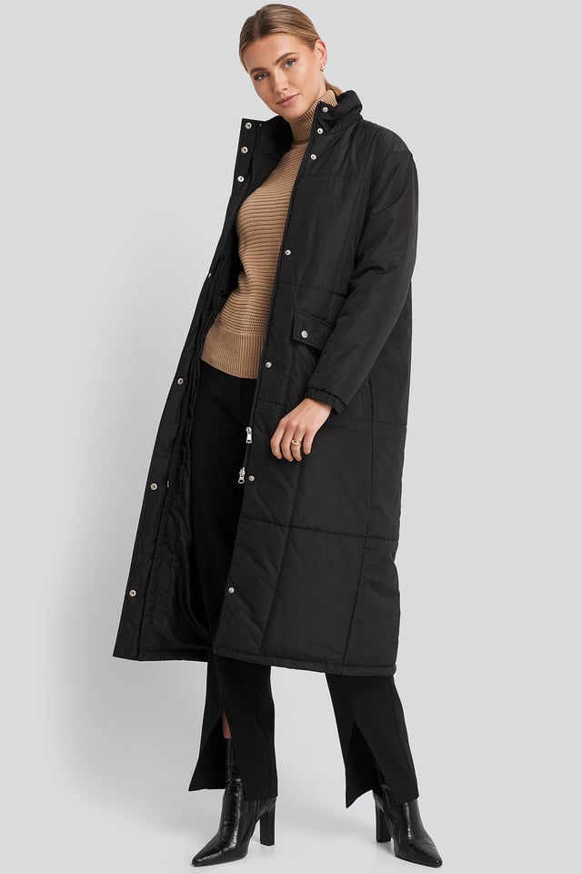 Long Padded Jacket Black