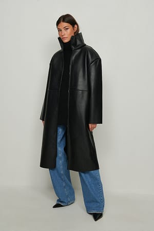 Long PU Jacket Black | NA-KD