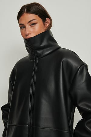 Long PU Jacket Black | NA-KD
