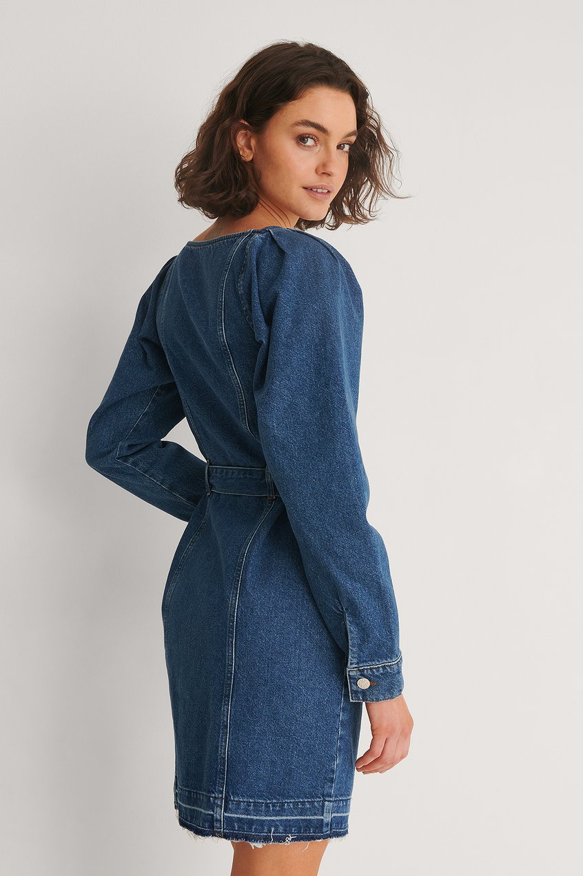 Robes Robes de Printemps | Robe en jean à manches longues et ceinture - EK73498