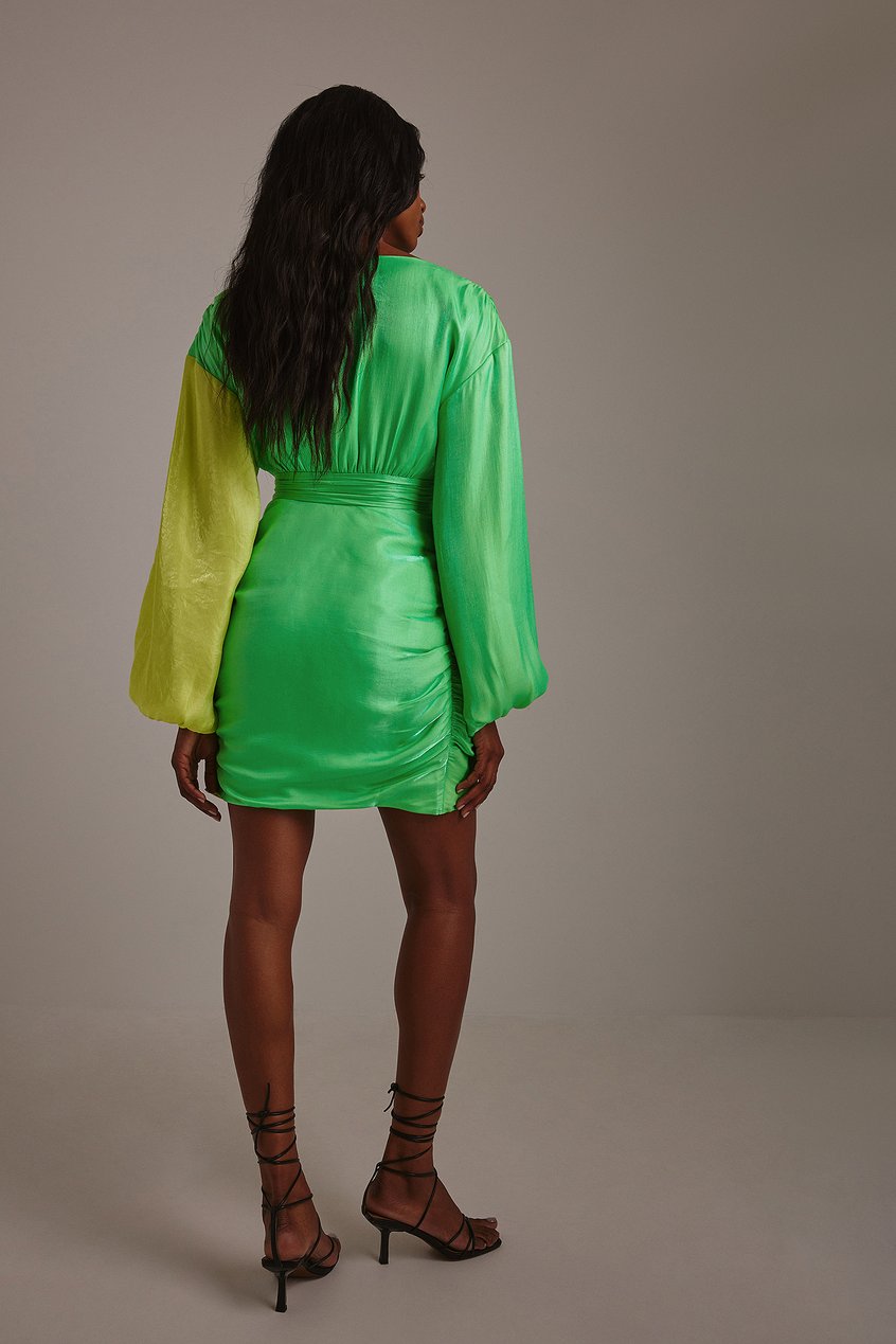 Robes Robe Portefeuille | Long Sleeve Draped Mini Dress - QB60870