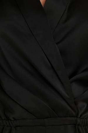 Long Sleeve Satin Jumpsuit Black | NA-KD