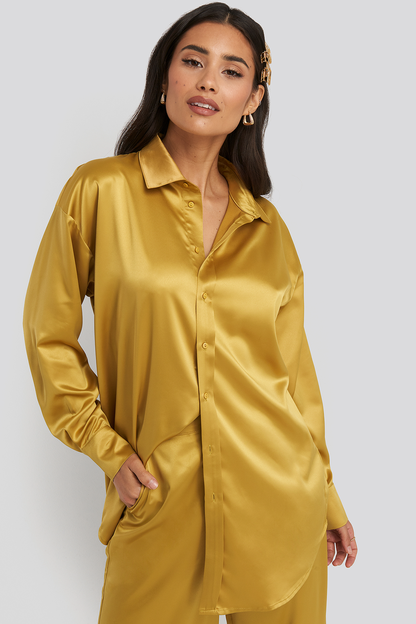 satin yellow top