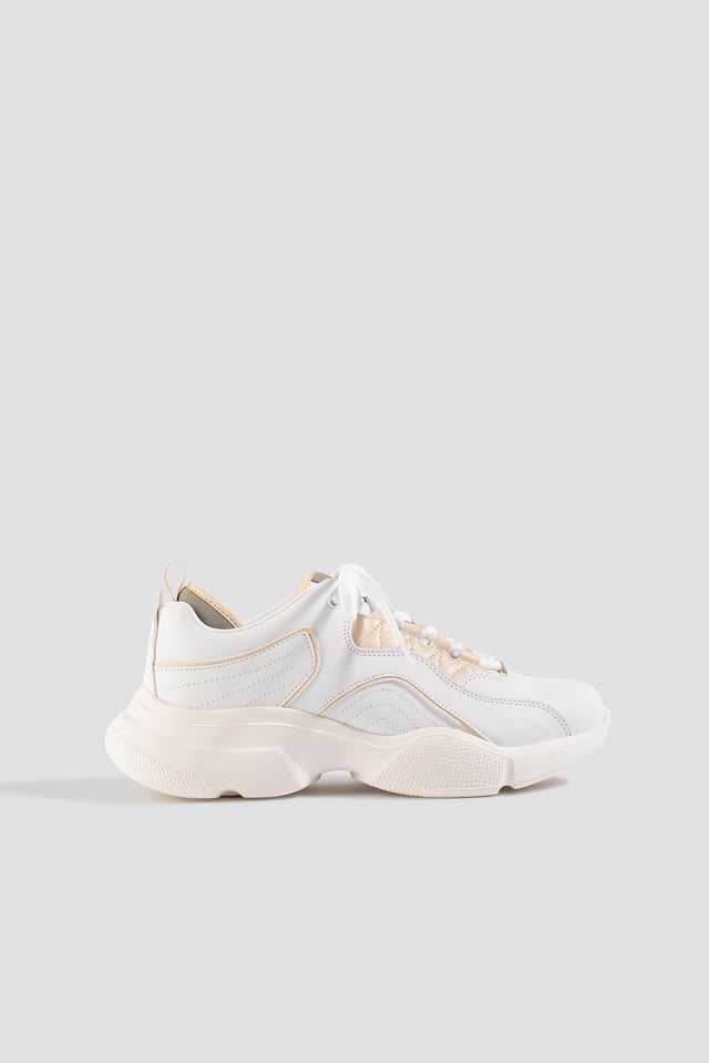 Loop Lacing Trainers White/Nude