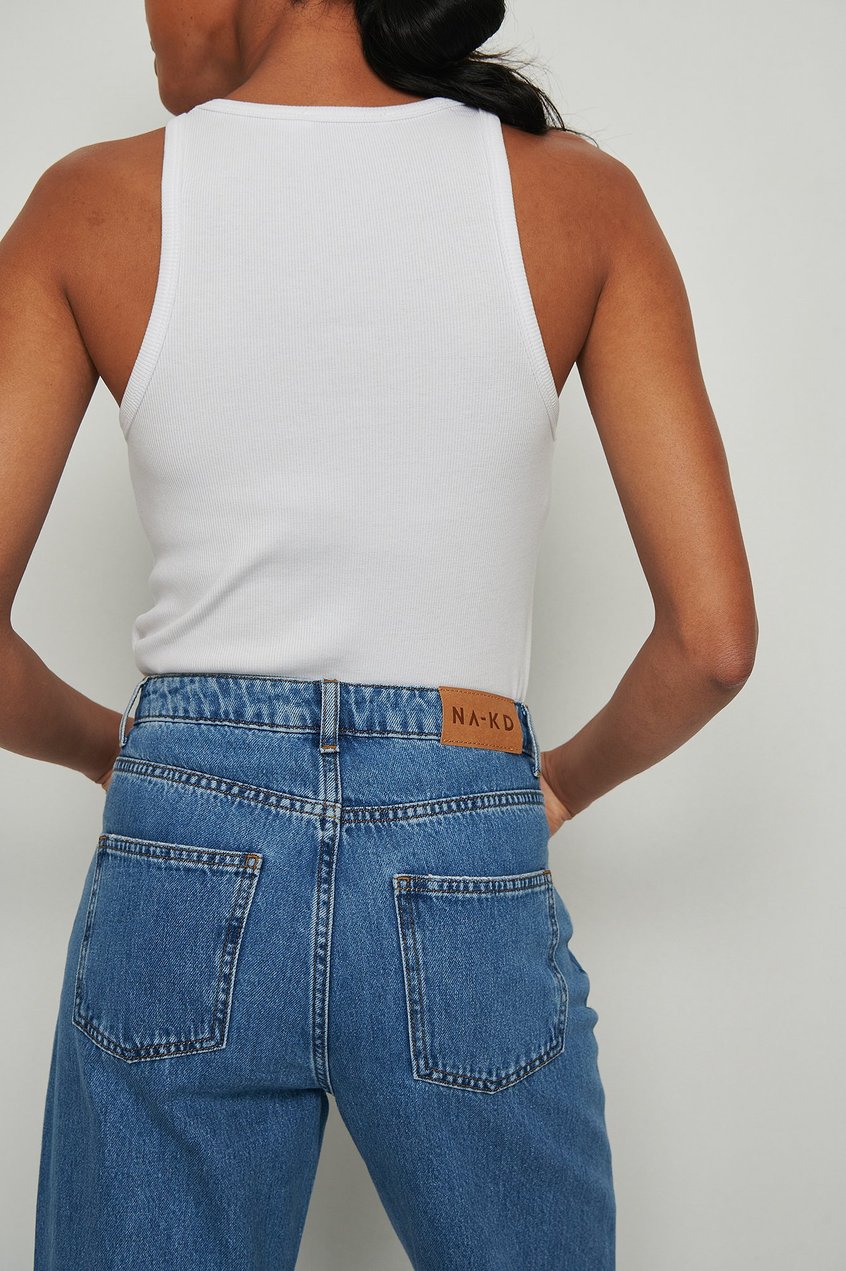 Jeans Jeans mit geradem Bein | Organische Destroyed-Jeans mit lockerer Passform - MH67094