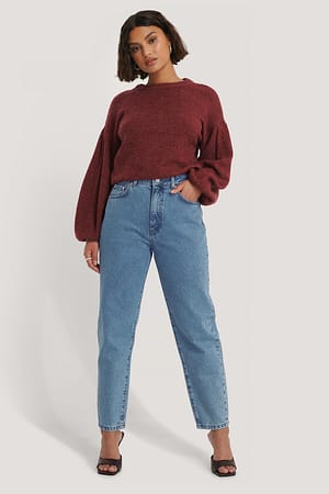 Mid Blue Økologiske mom jeans med løs passform