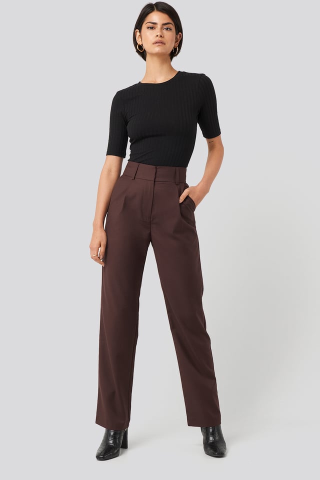 Loose Fit Suit Trousers Burgundy