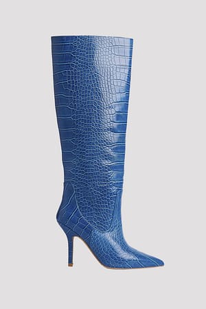 Cobalt Blue Stivali con tacco a spillo e gambale largo