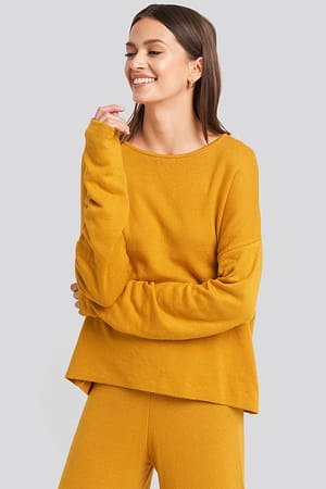 Mustard NA-KD Lounge Round Neck Sweater