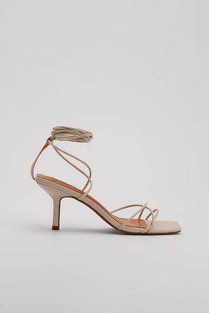 Offwhite Low Stiletto Ankle Strap Heels